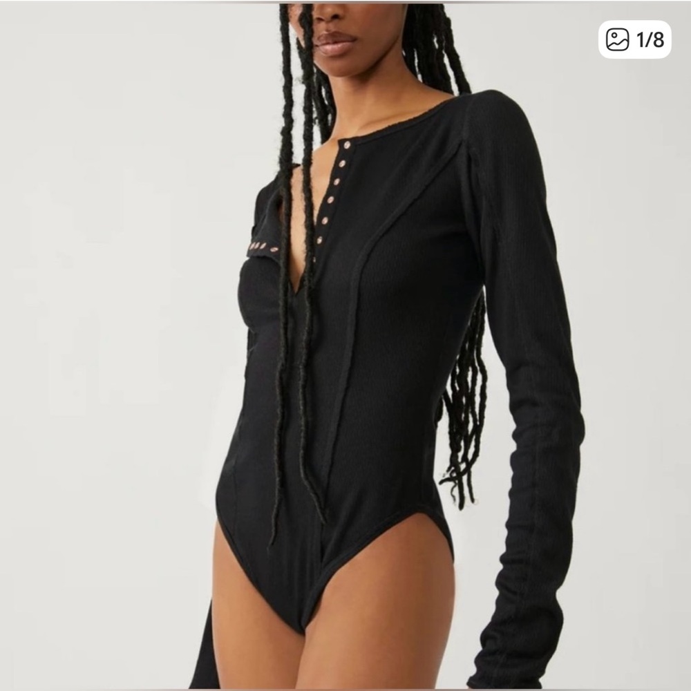 Free People SLOANE Bodysuit Black M